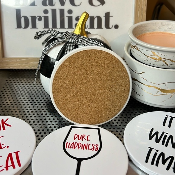 DolledUp Home- Wine Time Ceramic Coaster Set- 4 Ceramic coasters with Stand - Picture 4 of 4